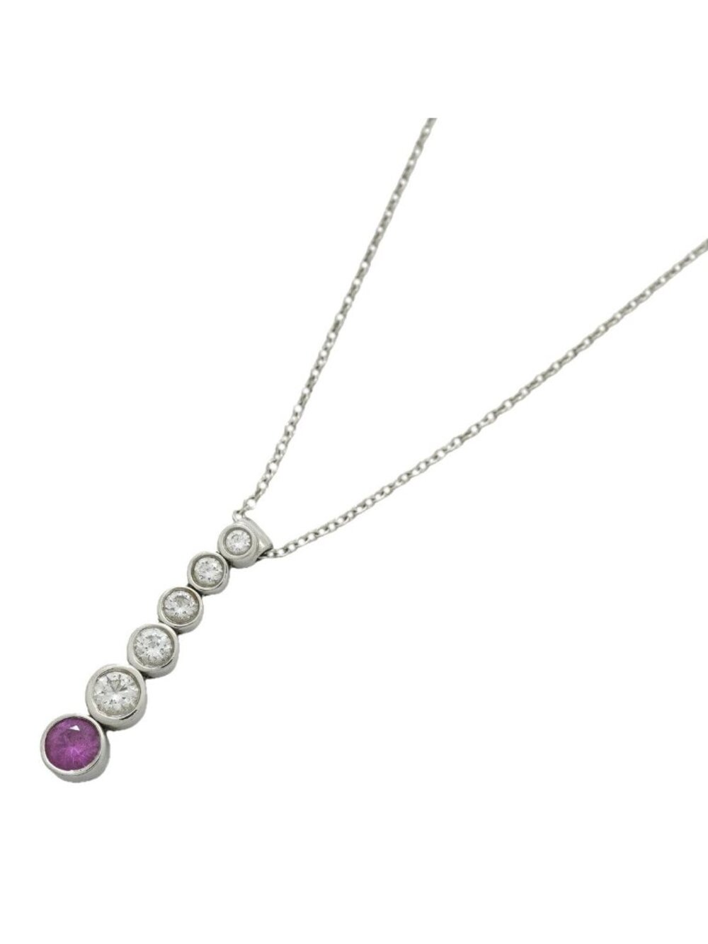 Tiffany & Co Necklace Jazz Graduated Platinum Diamond Pink Sapphire